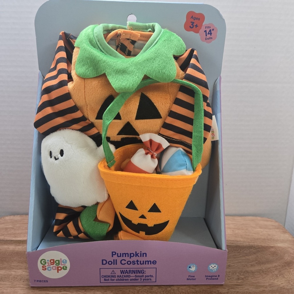 14" Baby Doll Halloween Pumpkin Outfit - porch goose‎ clothing